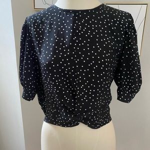 Abound polka dot knot front puff sleeve top size XL